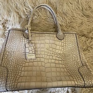 Genuine Creme Leather Bag, Claudia Firenze Italian